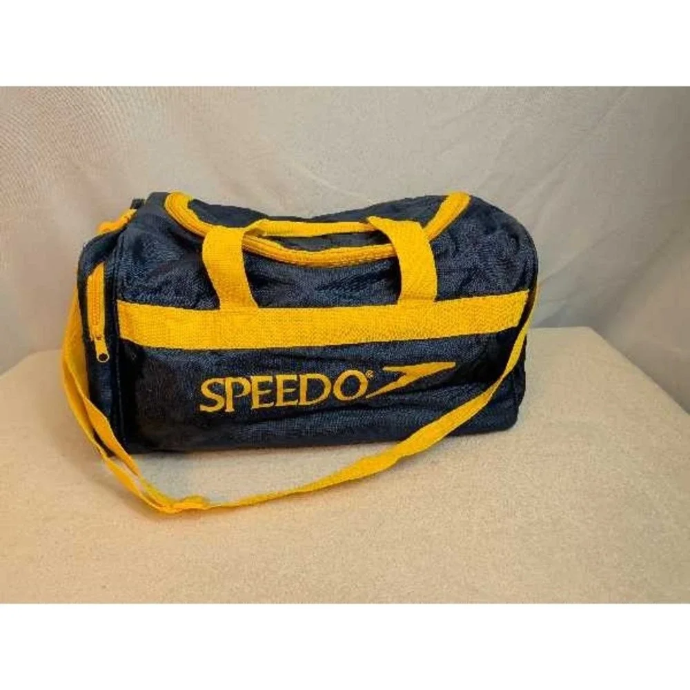 Speedo Duffle Bag Navy Yellow Gym Travel Sportswear Tote Small
